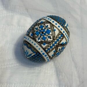 Handcrafted Blue and White Decorative Egg